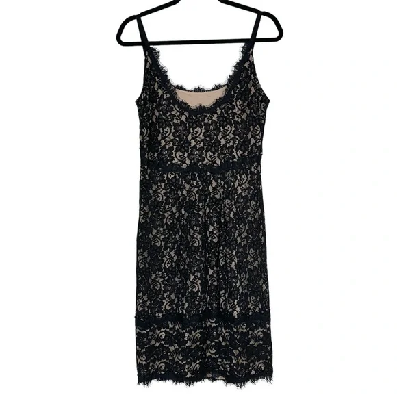 Diane Von Furstenberg Olivia Black And Nude Floral Lace - Picture 3 of 13